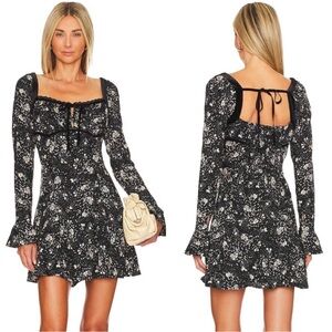 Free People Tess Mini Dress - Black Combo Sz Large NWT